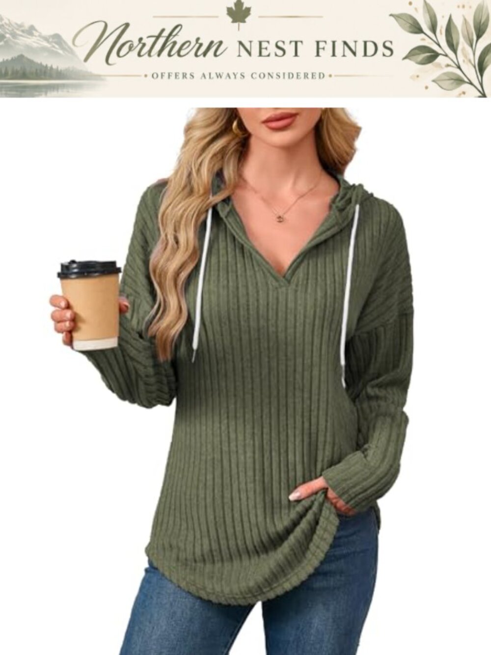 Famulily Women V Neck Hoodie Striped Pullover Sweatshirt